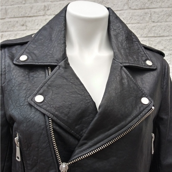NEW 7 FOR ALL MANKIND BLACK 100% LEATHER BIKER NWT - Picture 10 of 10